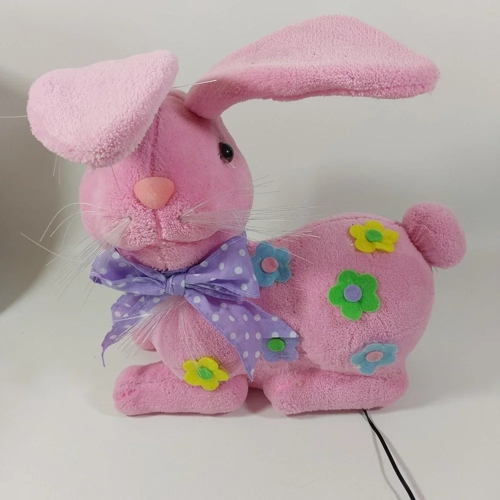 VTG Animatronic Fiber Optic Easter Parade Bunny Pink Flowers‎ TESTED/Works 11